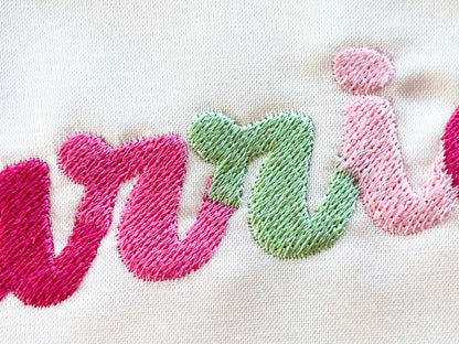 Fill stitch Harriet Font alphabet playful kids baby monogram name