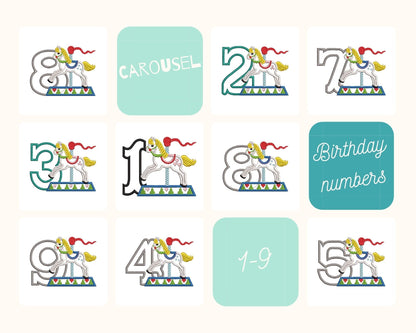 Carousel Rearing Horse Birthday Numbers