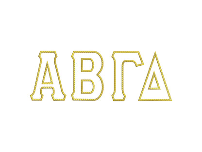 Greek Tall FONT Applique satin stitch and diamond top stitch Monogram