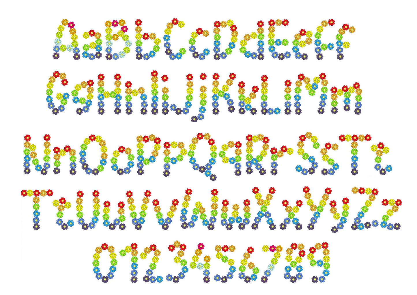 Rainbow Daisies Country Floral Font