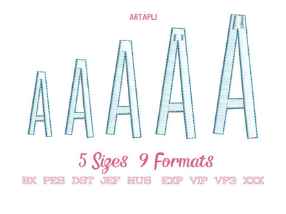 Satin Stitch And Outline Thin Tall Font