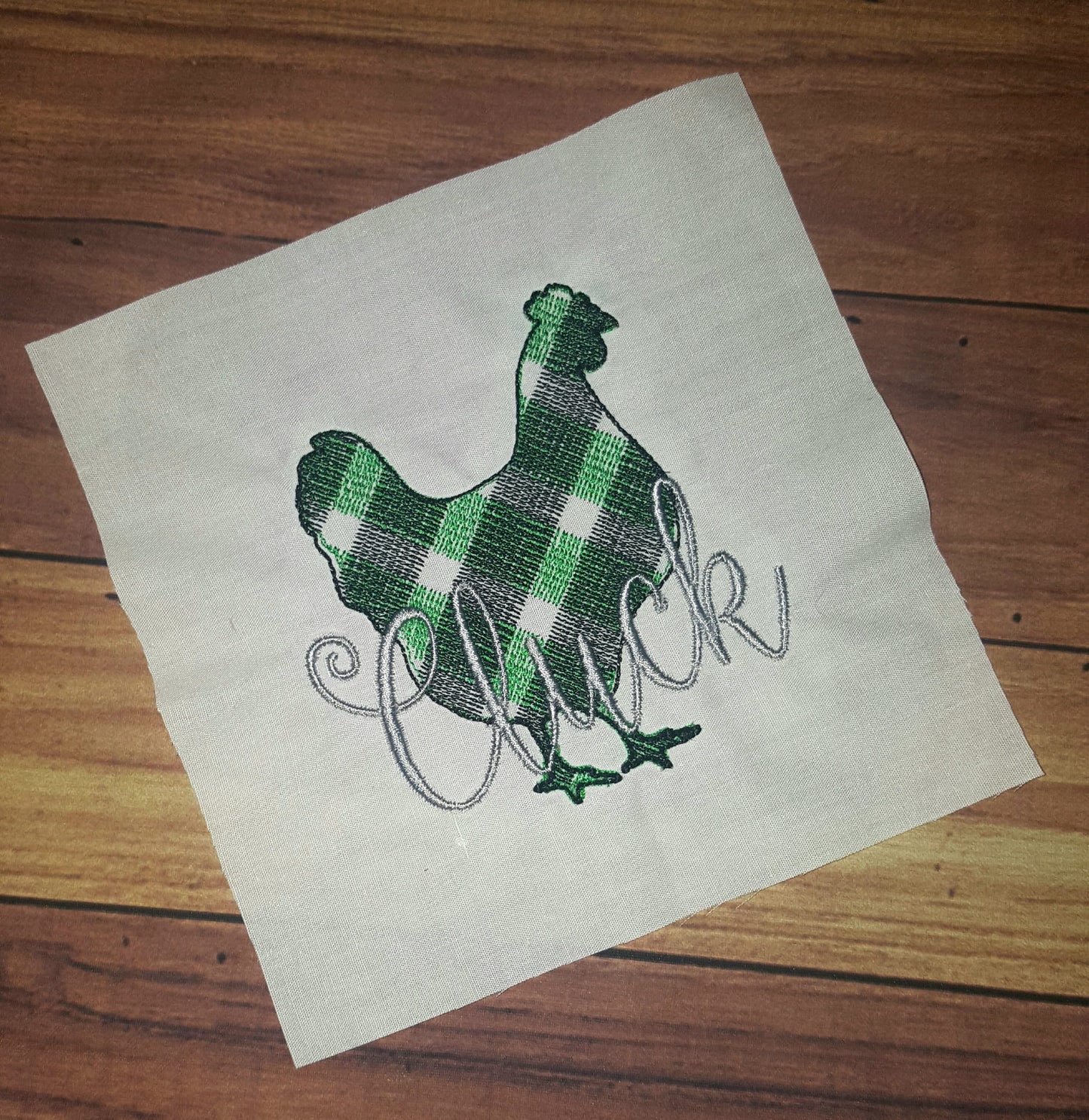 Plaid Patterned Chicken Cluck