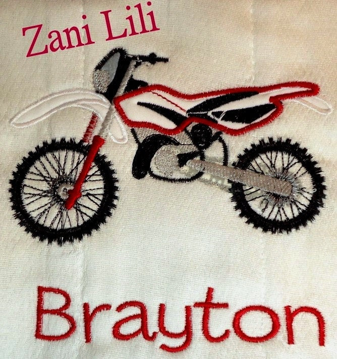 Bike Motorbike Applique and Fill Stitch