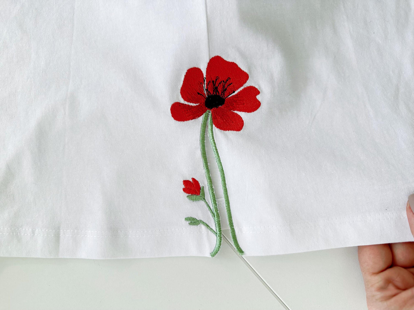 Single Poppy Flower Split Side Seam