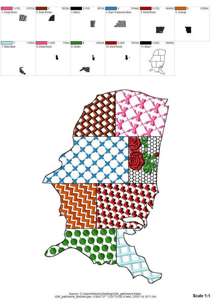 Patchwork USA States patterned US outline silhouette United States of