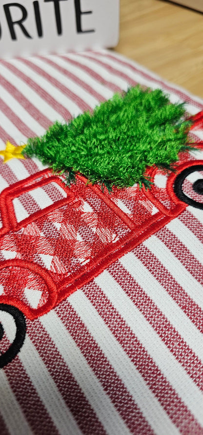 Christmas Gingham Plaid Red Truck