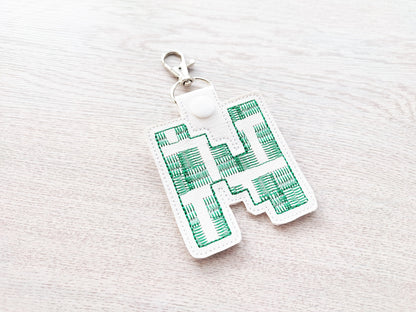 Pixel Miner Bricks Monogram Keychain