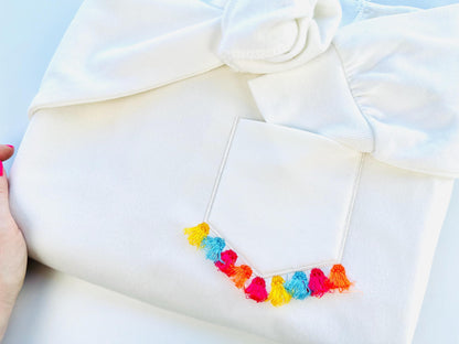 Genuine Pocket Applique with Fringed Tassels