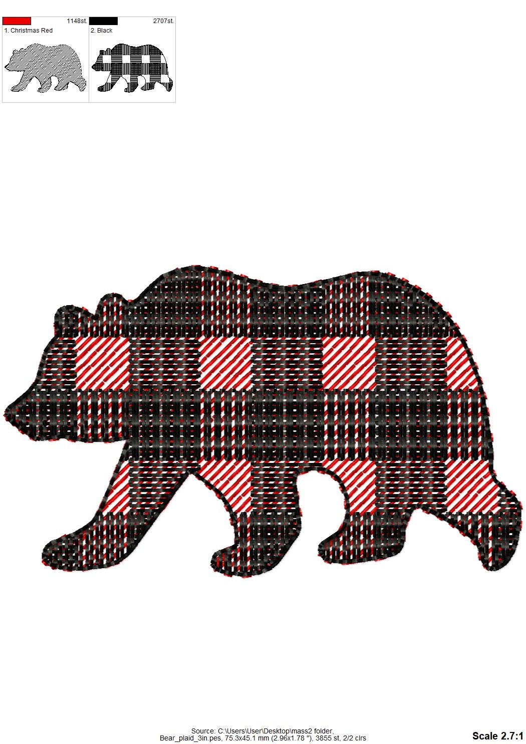 Gingham Plaid Bear Silhouette