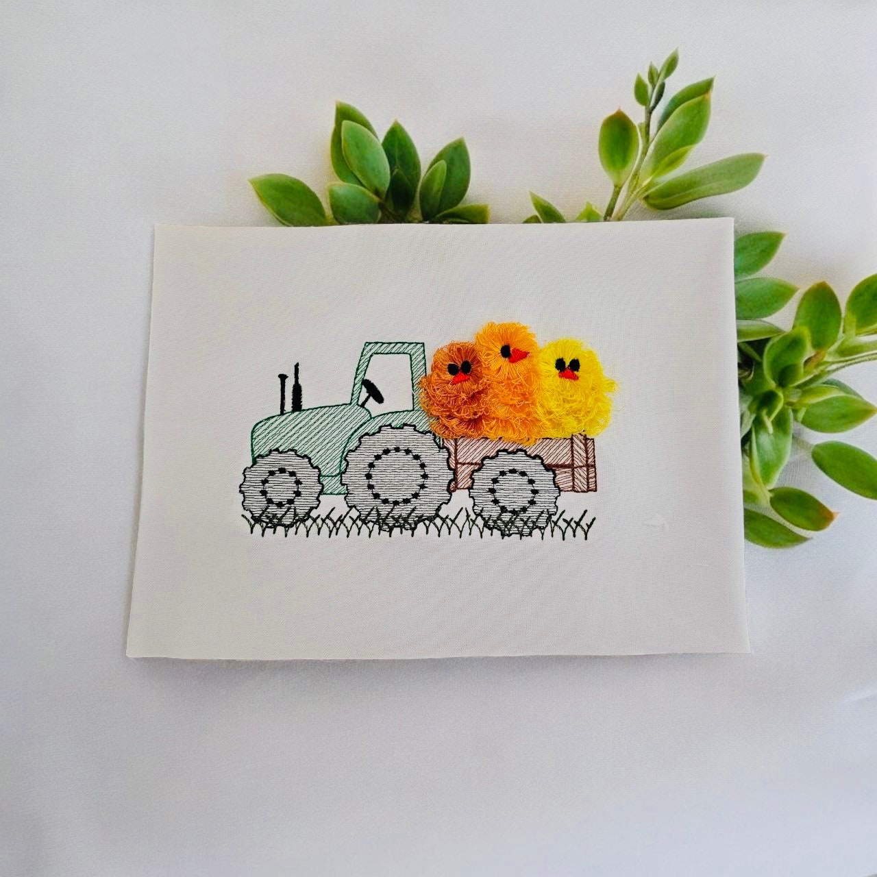 Easter Tractor with Fringed Chick