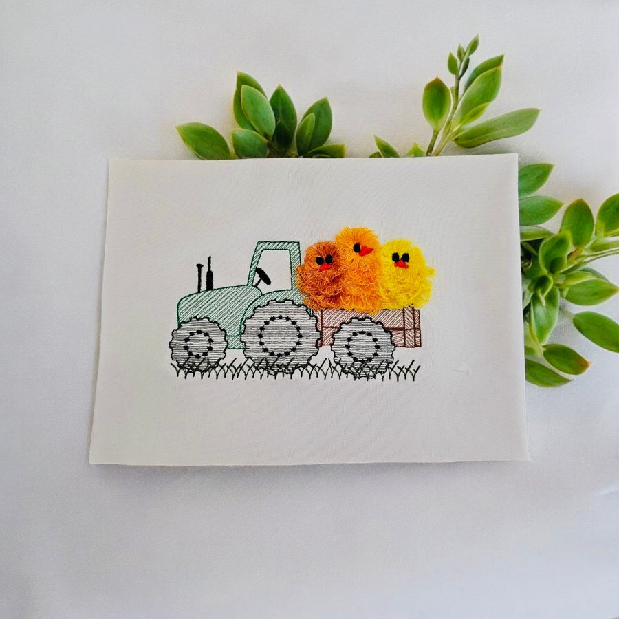Easter Tractor with Fringed Chick