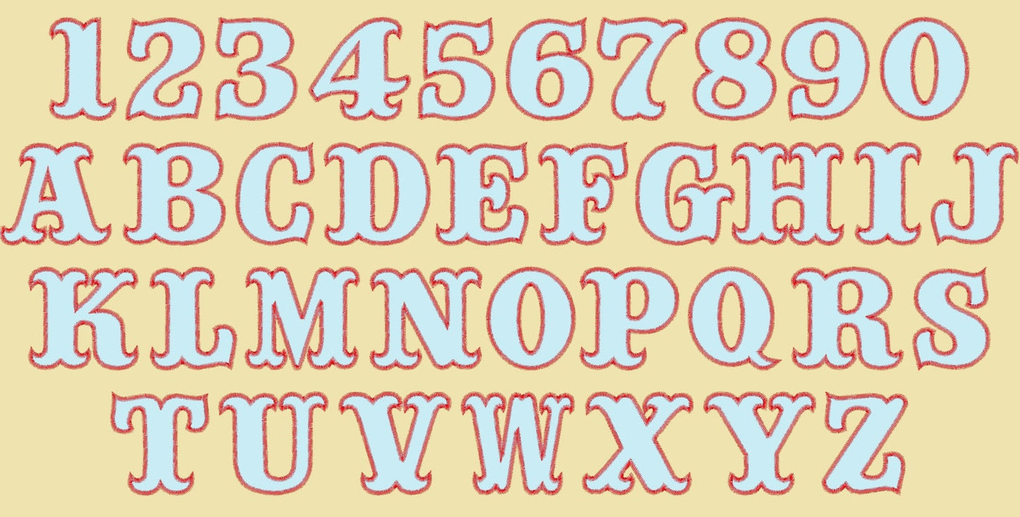 Zig Zag Outline Circus Font Applique