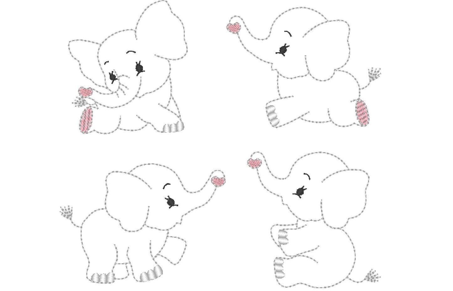 Triple Bean Stitch Elephant Outline Set