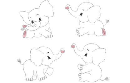 Triple Bean Stitch Elephant Outline Set