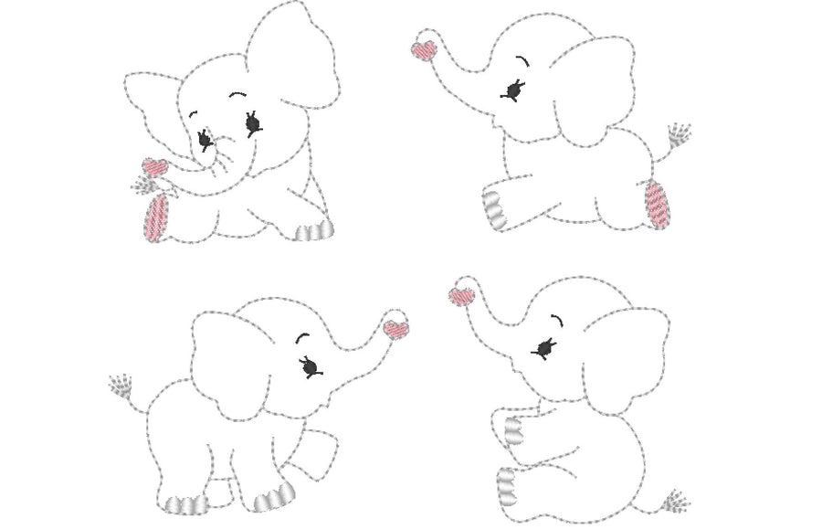 Triple Bean Stitch Elephant Outline Set