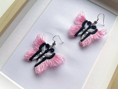 Fringed lace Butterfly earrings charm necklace pendant FSL freestanding