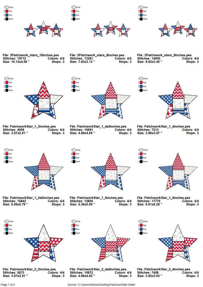 Patchwork Patriotic Star Outline