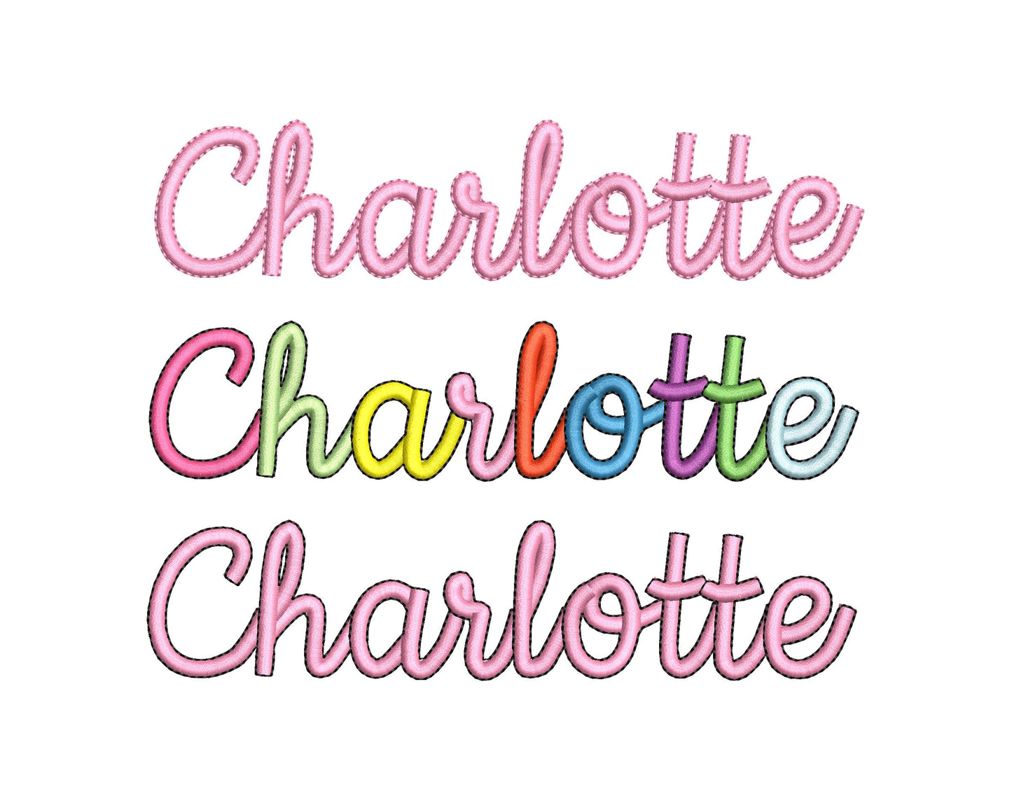 Satin Stitch and Outline Handwritten Font