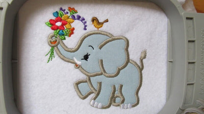 Cute Little Elephant Applique Set
