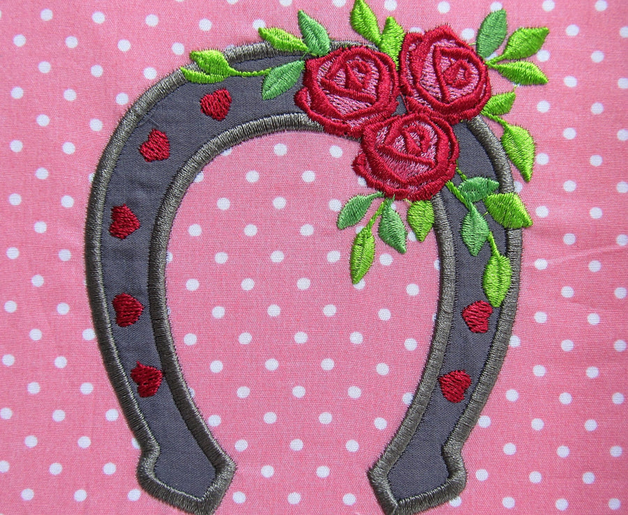 Floral Rose Horseshoe Applique