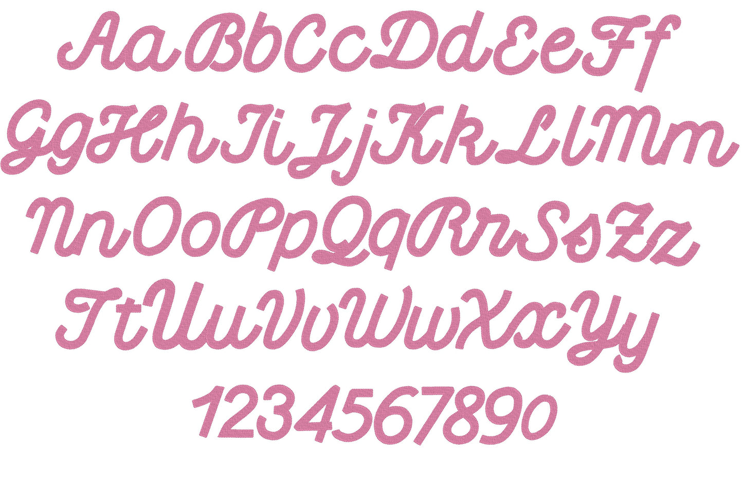 Fill Stitch and Outline Script Font Jelly