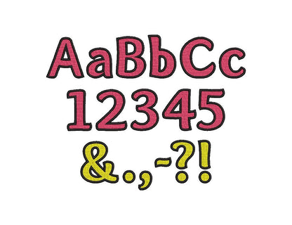 Bold Fill Stitch and Outline Kids Font