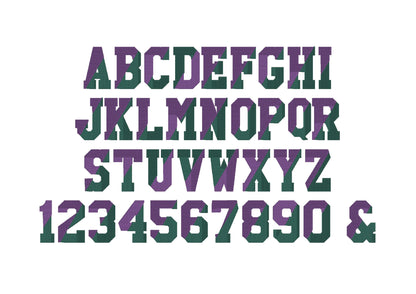 Varsity Collegiate Diagonal Split Fill Stitch Font