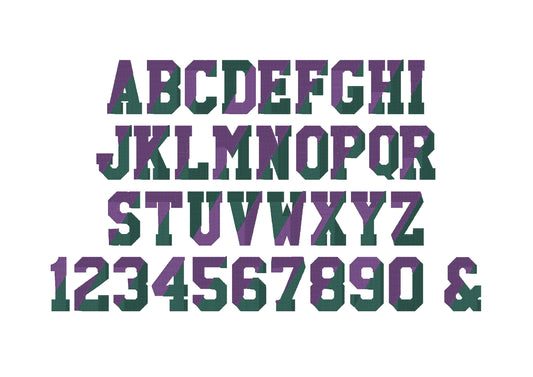 Varsity Collegiate Diagonal Split Fill Stitch Font