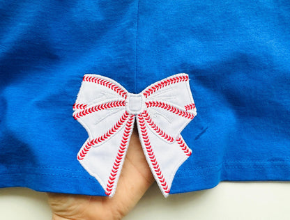 Baseball Stitch Sport Side Bow Applique
