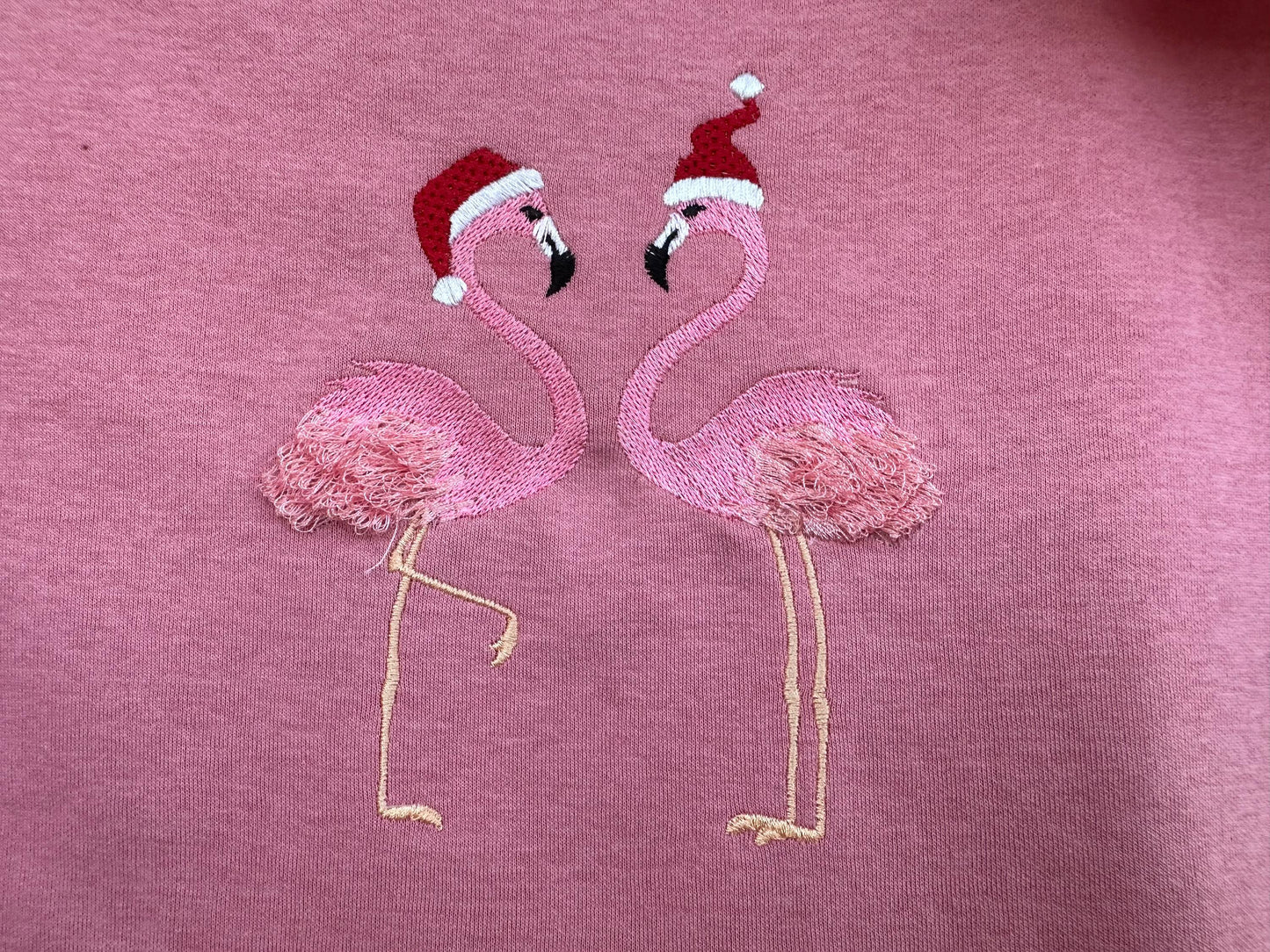 Fringed Christmas Flamingo 2 in a row