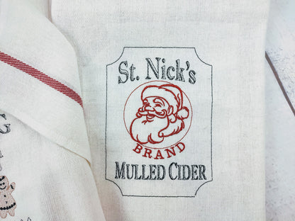 Retro Vintage style Christmas Kitchen dish towel quotes sayings SET of