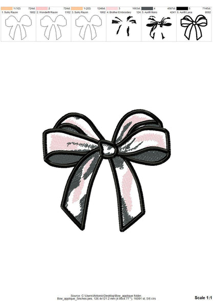 Classic Bow Applique with Shadow