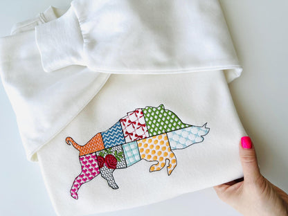 Patchwork Razorback patterned Wild Pig Boar Hog silhouette machine