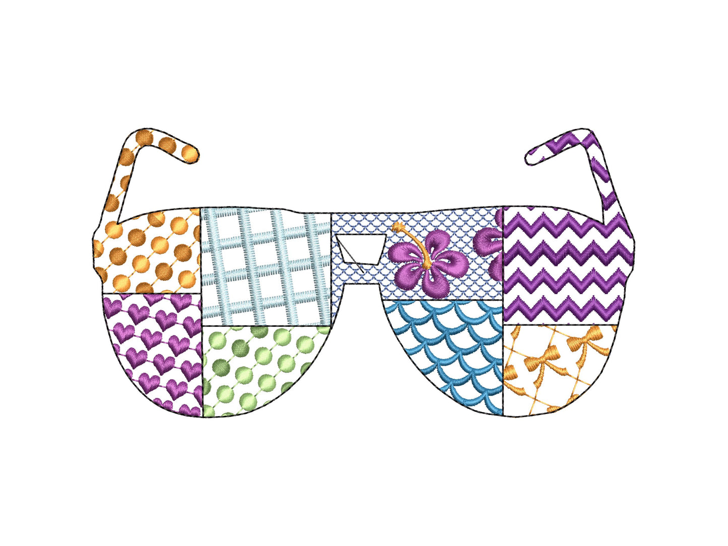 Patchwork Summer Sunglasses beach pool party outfit Sunglasses