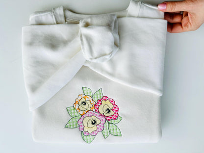 Patchwork Rose flower floral bouquet summer garden patterned outline