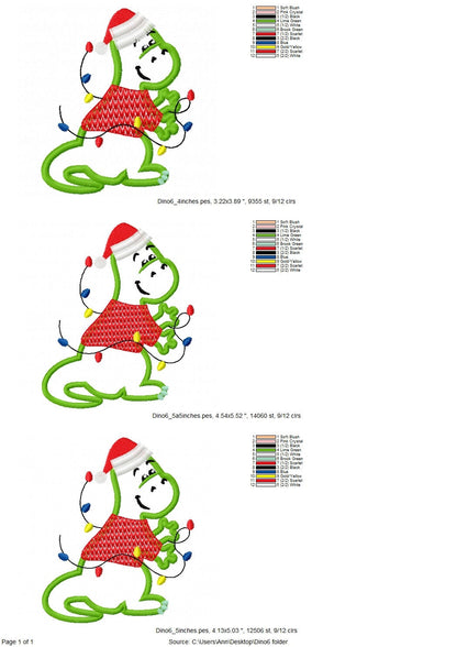 Little Christmas Dinosaur Applique