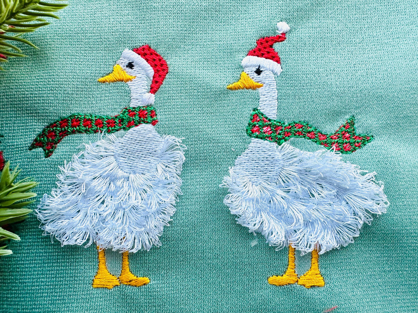 Fringed Geese and Christmas Tree
