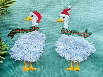 Fringed Geese and Christmas Tree