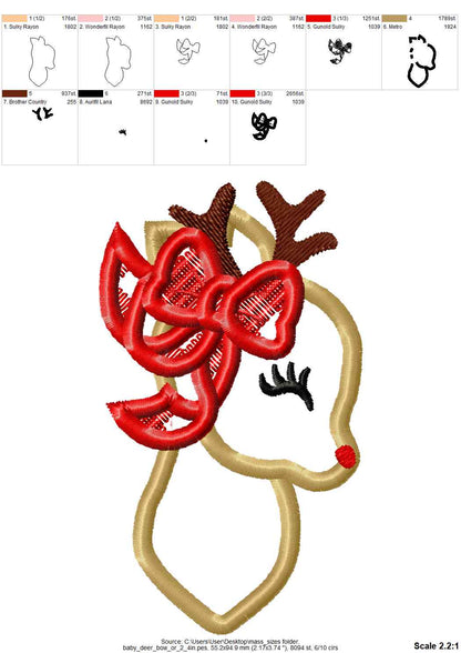 Deer Girl with Bow Applique