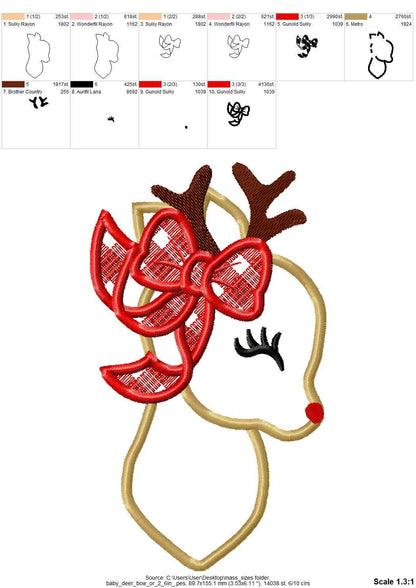 Deer Girl with Bow Applique