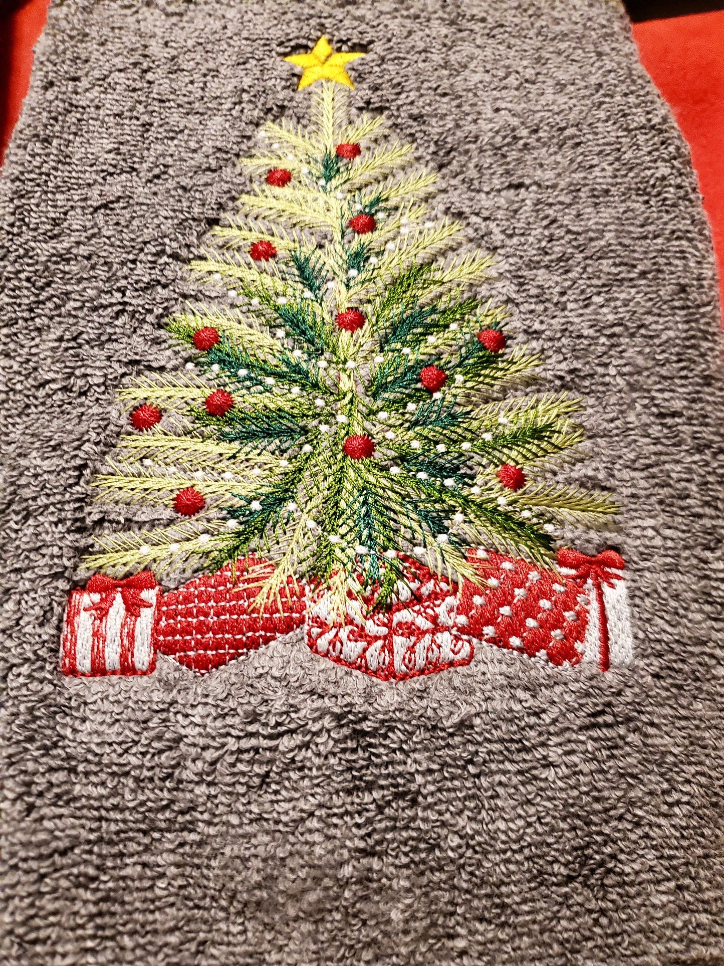 Vintage Old Fashioned Christmas Tree with Lights and Gifts