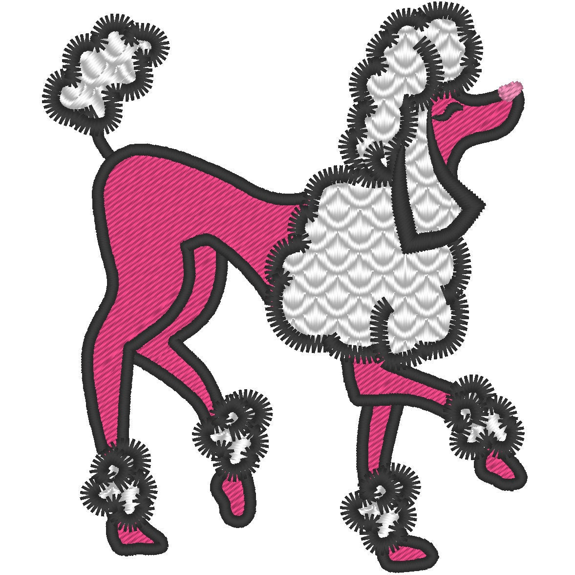 Poodle Puppy Fill Stitch and Applique