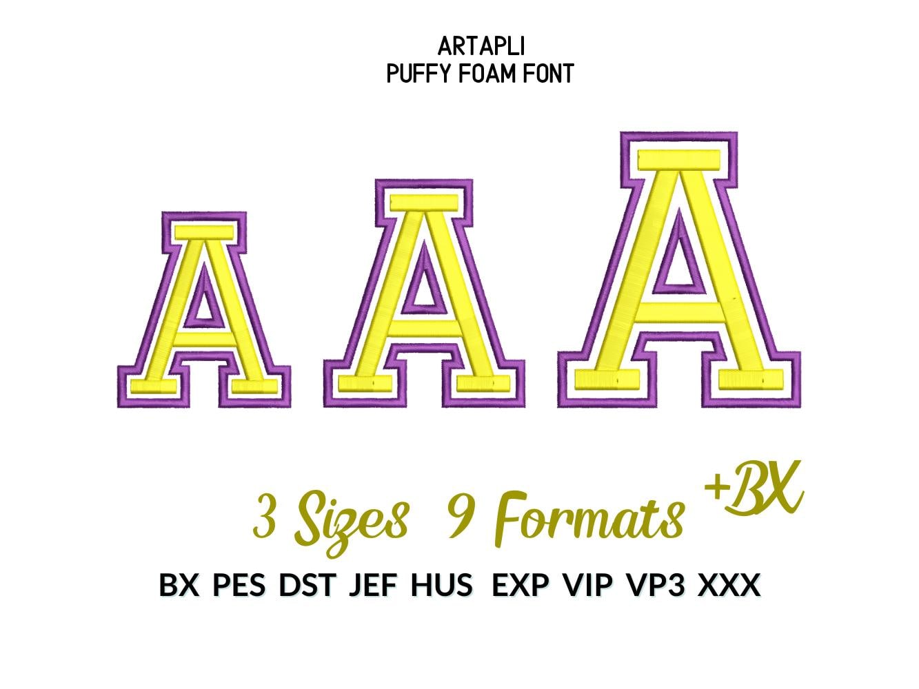 Puff Puffy Foam Narrow Sport Varsity Font Applique