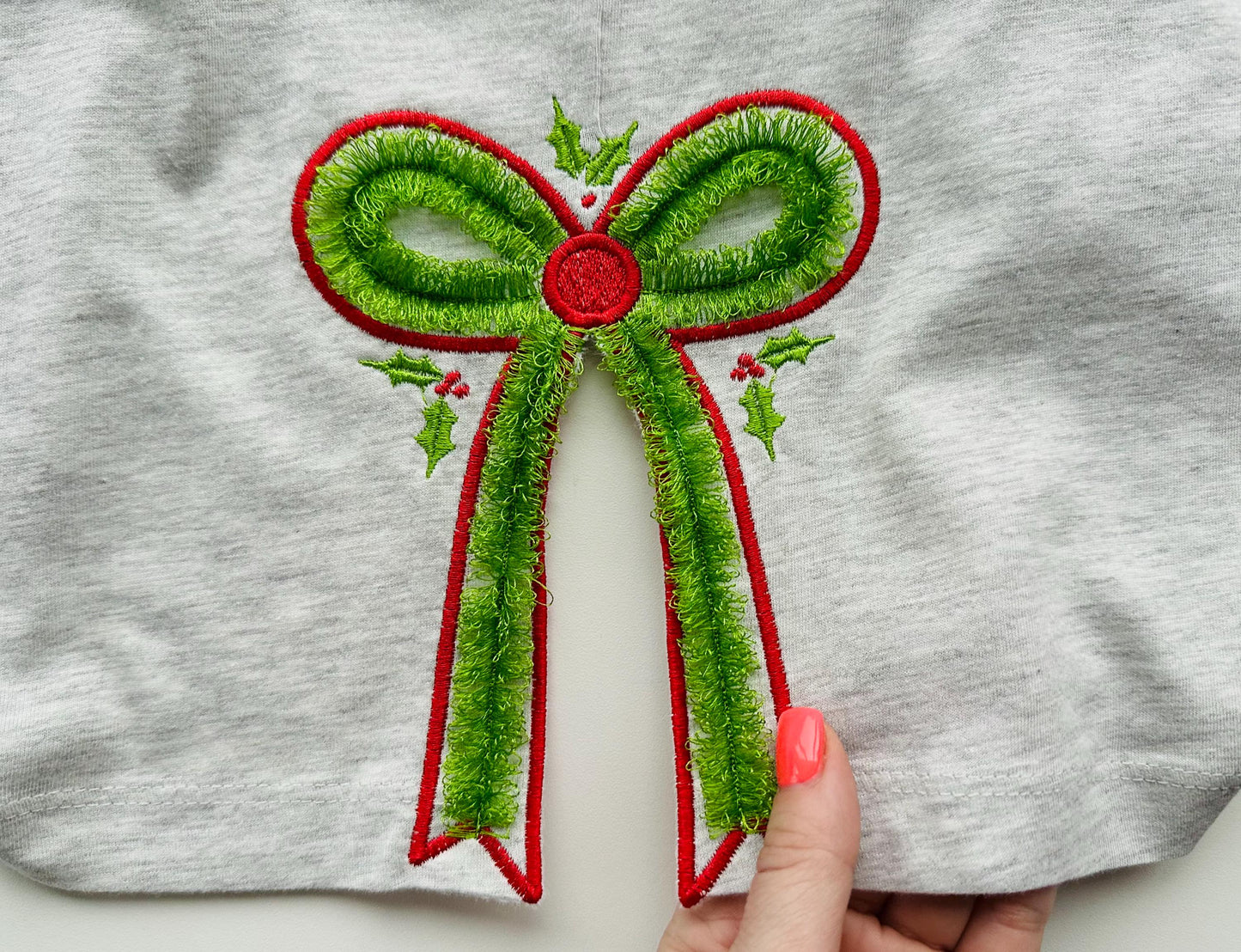 Christmas Fringed Bow Holly Berries