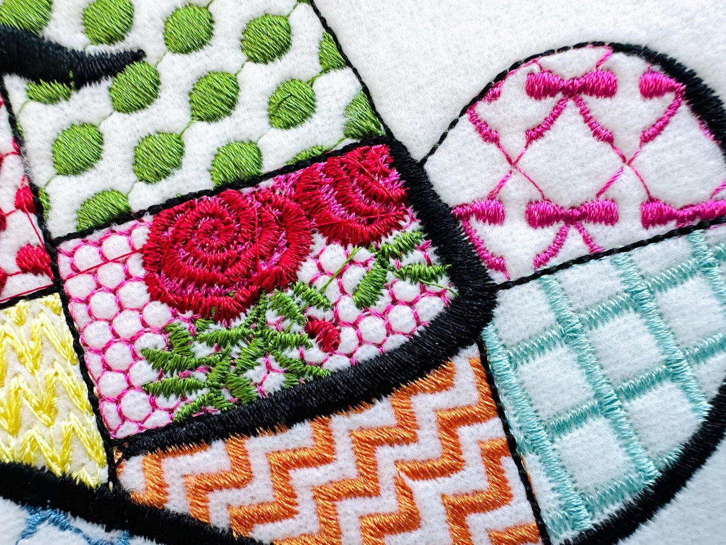 Patchwork Cowboy Hat patterned silhouette outline machine embroidery