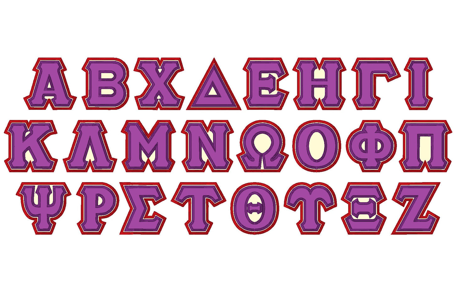 Sororities Greek Font Classic Double Applique