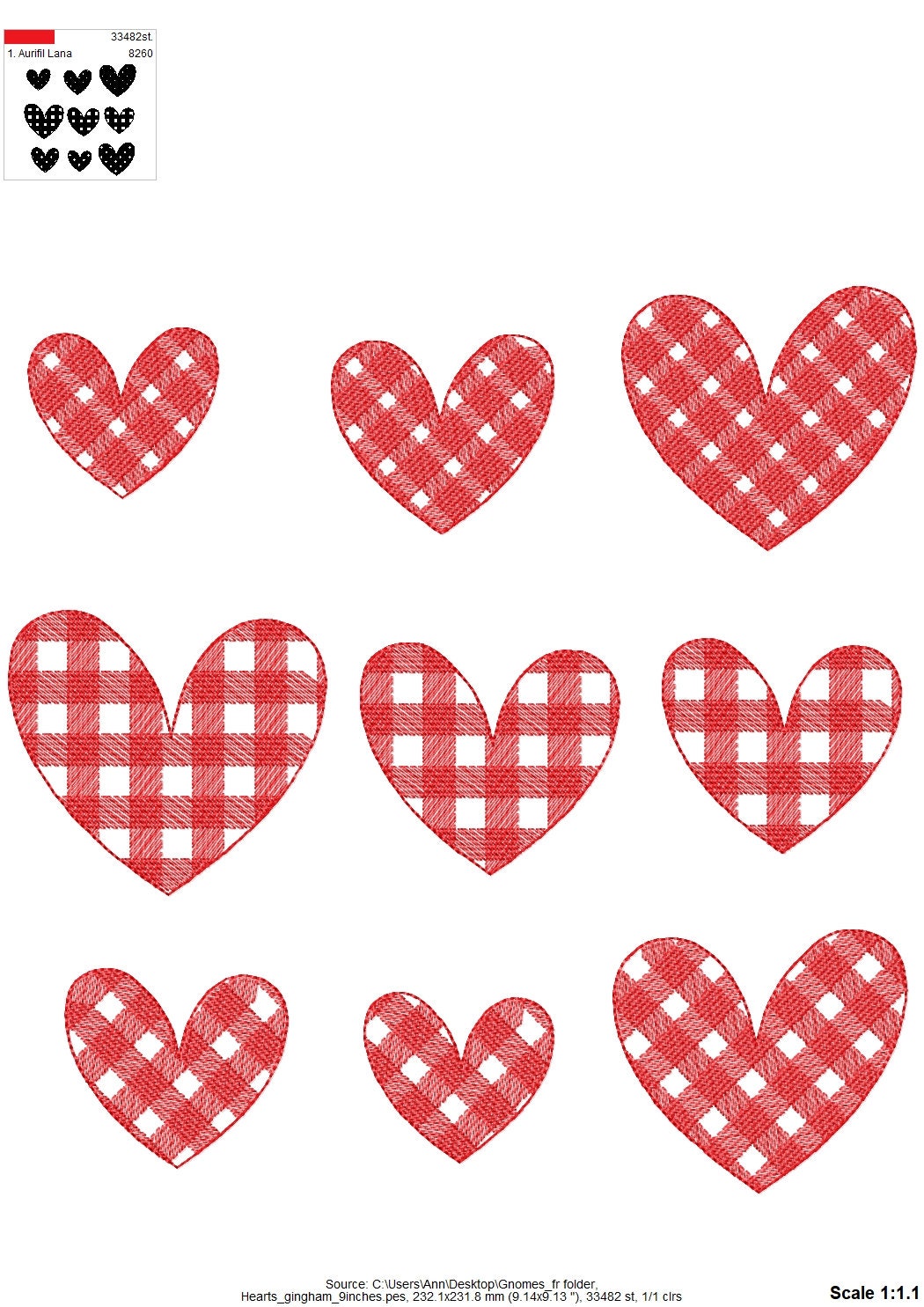 Gingham Plaid Patterned Single Heart