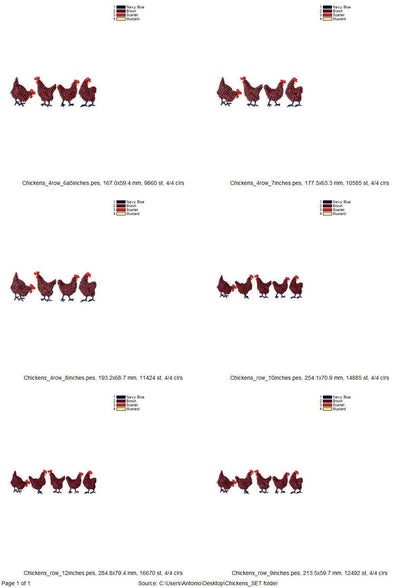 Hand Stitch Effect Chicken Set of 5