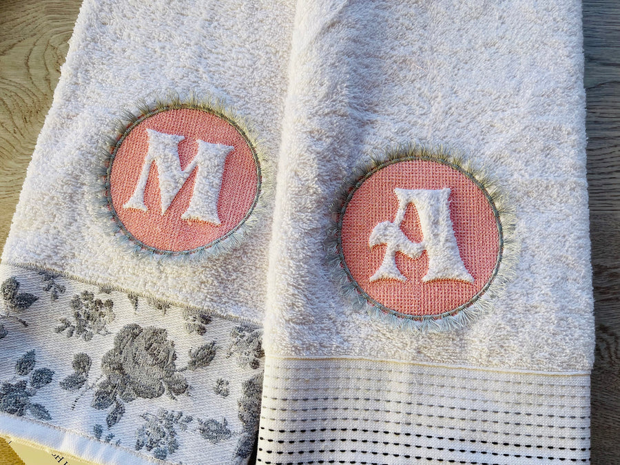 Beautiful Fringed and Embossed Monogram