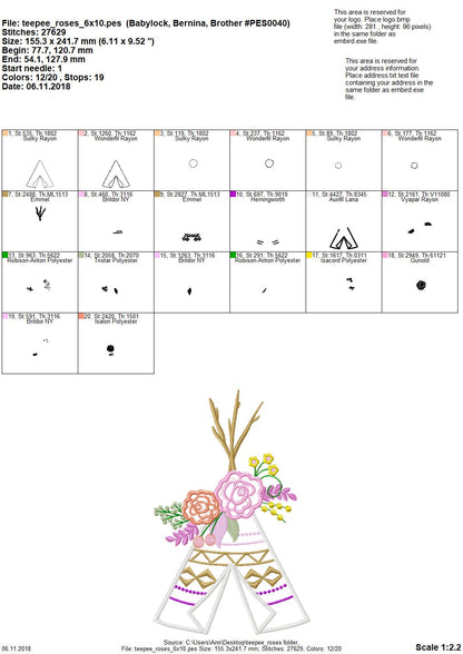 Rose Crown Tepee Teepee Tipi Applique